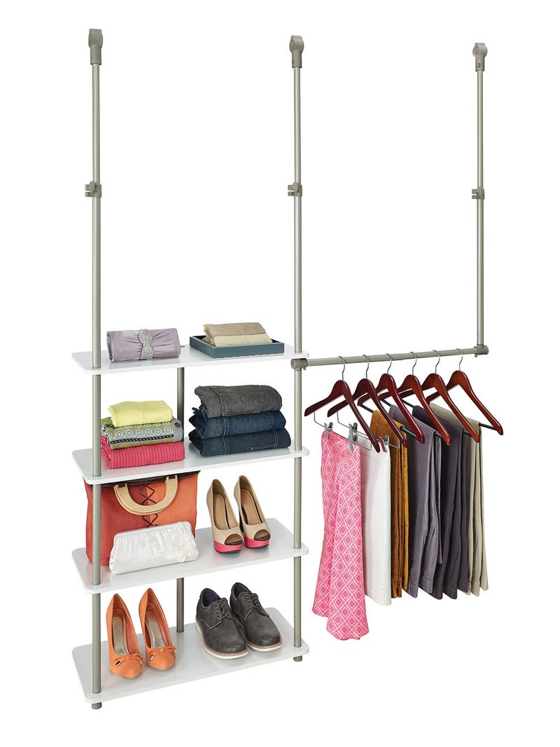 ClosetMaidÂ® Maximizerâ„¢ Closet Accessory, Add Adjustable Storage Space, 4 Shelves, Double Hang Rod, Tool Free, Add On Unit, White - Image 2